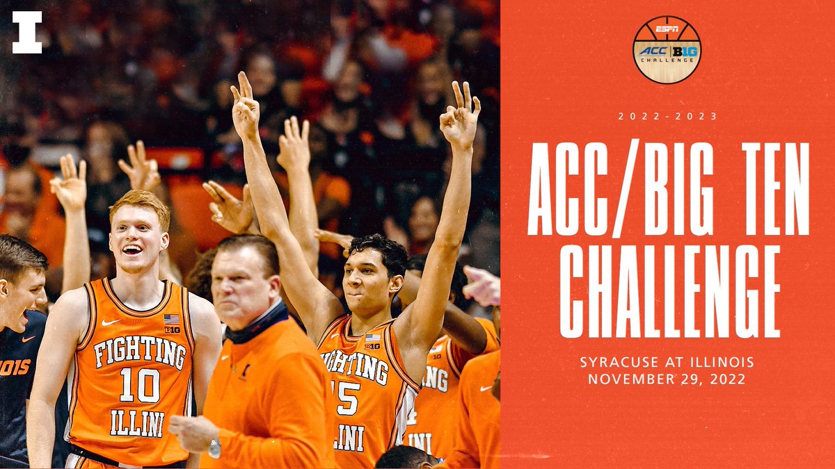 Pairings for the 2022 ACC/Big Ten Men's Basketball Challenge have been announced, with Illinois set to host Syracuse on Nov. 29.

Get all the details: https://t.co/9d4tvhjd0q. https://t.co/ONplWBJ8p5