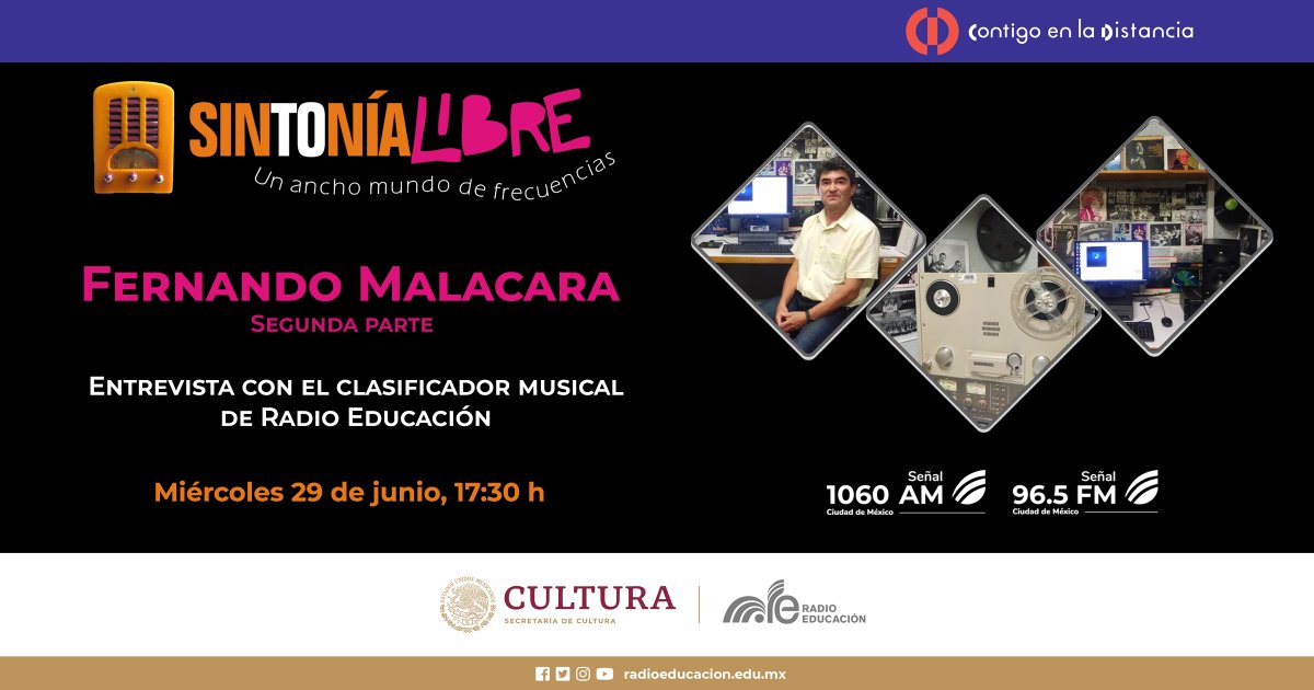 RadioEducacion's tweet image. Te has preguntado... ¿Quién y cómo se organizan los materiales de nuestra #Fonoteca? 💿🎶

Este miércoles en #SintoníaLibre tendremos la segunda parte de la charla con Fernando Malacara, clasificador musical de #RadioEducación 💻

⌚ 17:30 h
📻 1060 AM, 96.5 FM #CDMX