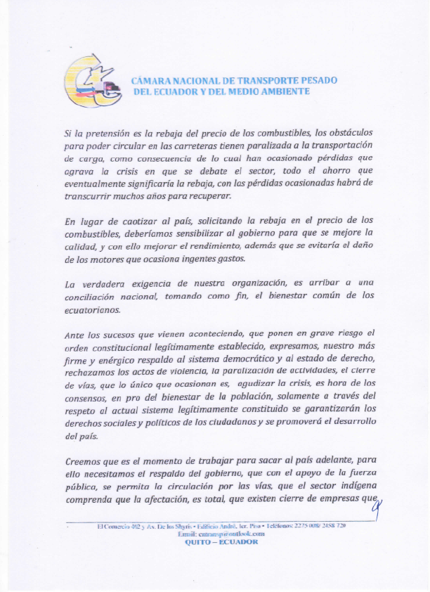 Canatrape1's tweet photo. La Cámara Nacional de Transporte Pesado y del medio ambiente CANATRAPE presente defendiendo la democracia, apoyando a la Policía Nacional y Fuerzas Armadas condenamos los actos de  violencia y terrorismo perpetrados en nuestro país. https://t.co/bMO6JJ7Pos