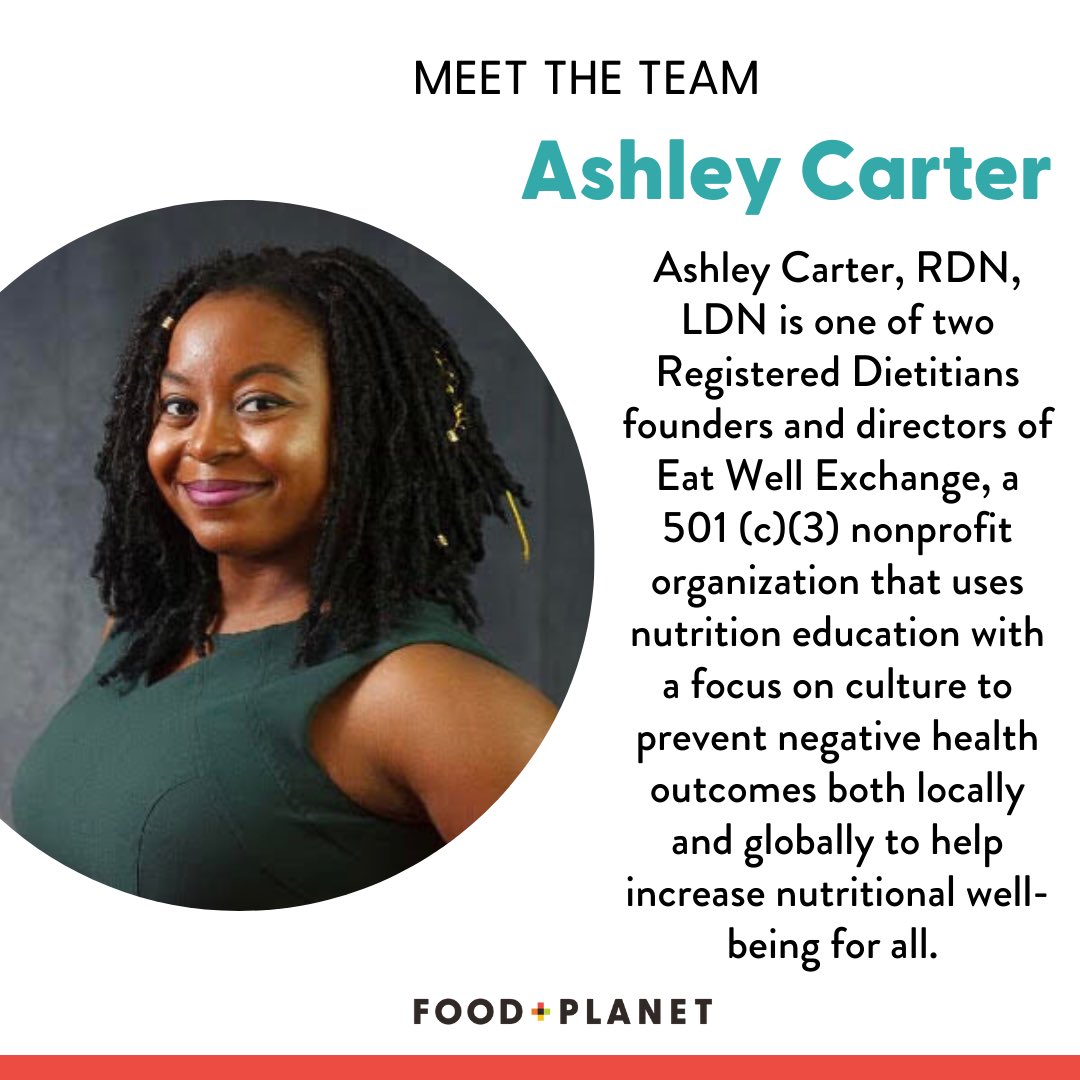 Meet the team behind Food + Planet! Ashley is an esteemed member of our Advisory Board &amp; one of two Registered Dietitians founders and directors of <a href="/EatWellExchange/">EatWellExchange</a>