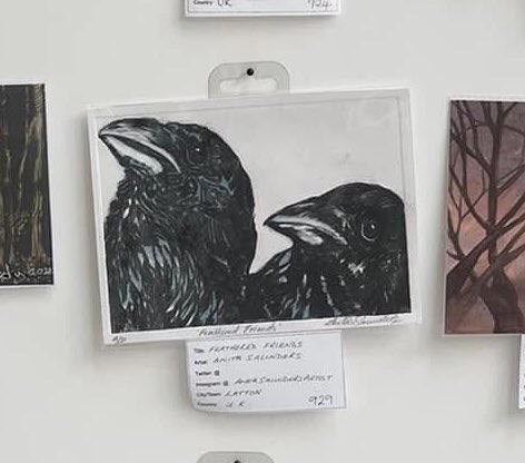 Bought these 2 fabulous pieces to support @encephalitis through the @twitrartexhibit “Clifford’s Tower” @MarcoLooks and “Feathered Friends” @AnitaSaundersArtist #art #TAE22 #original #crows #cliffordstower #york