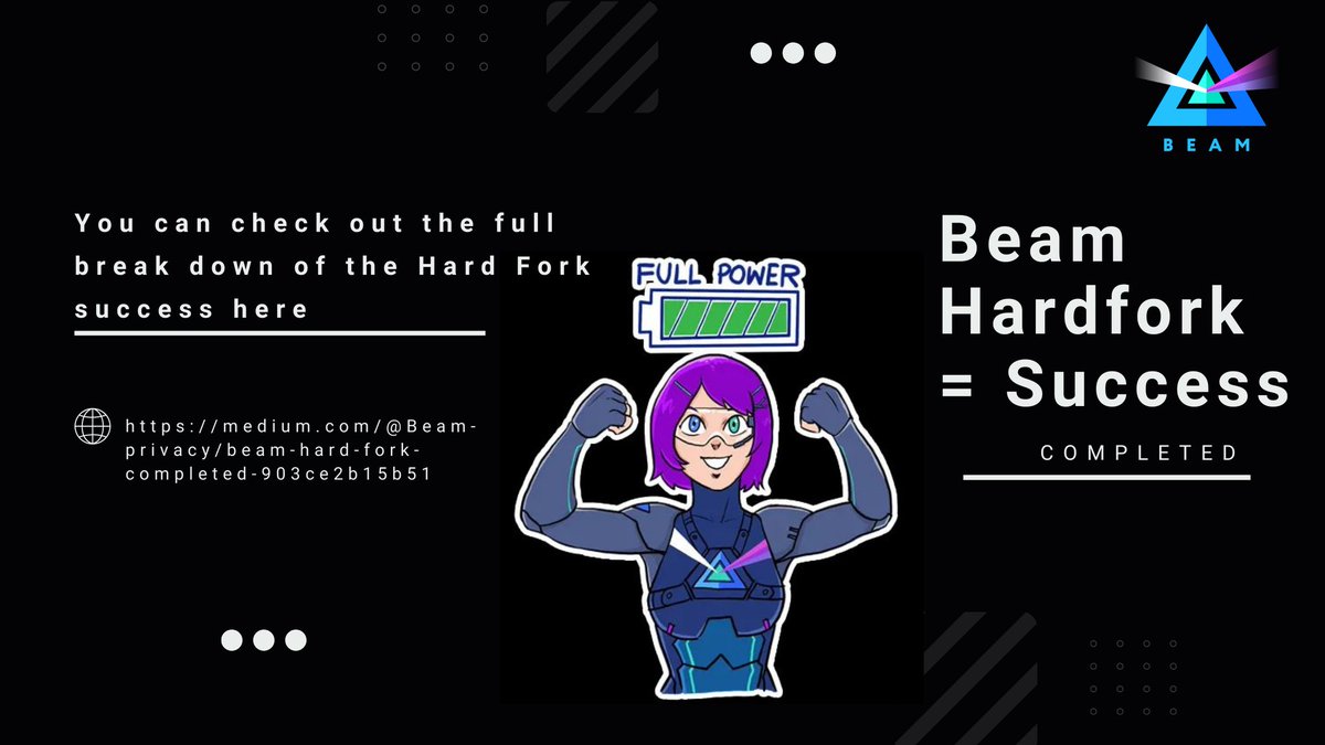 Oluwa_samlex's tweet photo. 1/ As announced earlier, #Beam has successfully completed its fourth #Hard_Fork...💪
The Hard Fork completed at a block height of 1,820,000 integrates Beam blockchain with an IPFS storage; enables hi-frequency transactions (HFTX) and, introduces the decentralized DApp store..🔥💥 https://t.co/gy00vChiI5