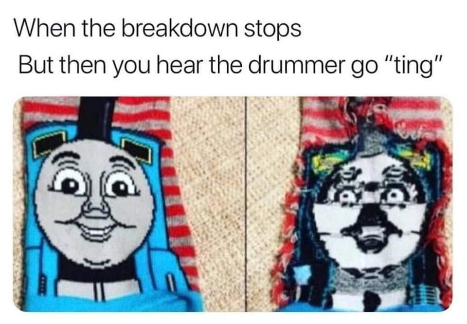 The "ting" before the breakdown hits on Skinwalker