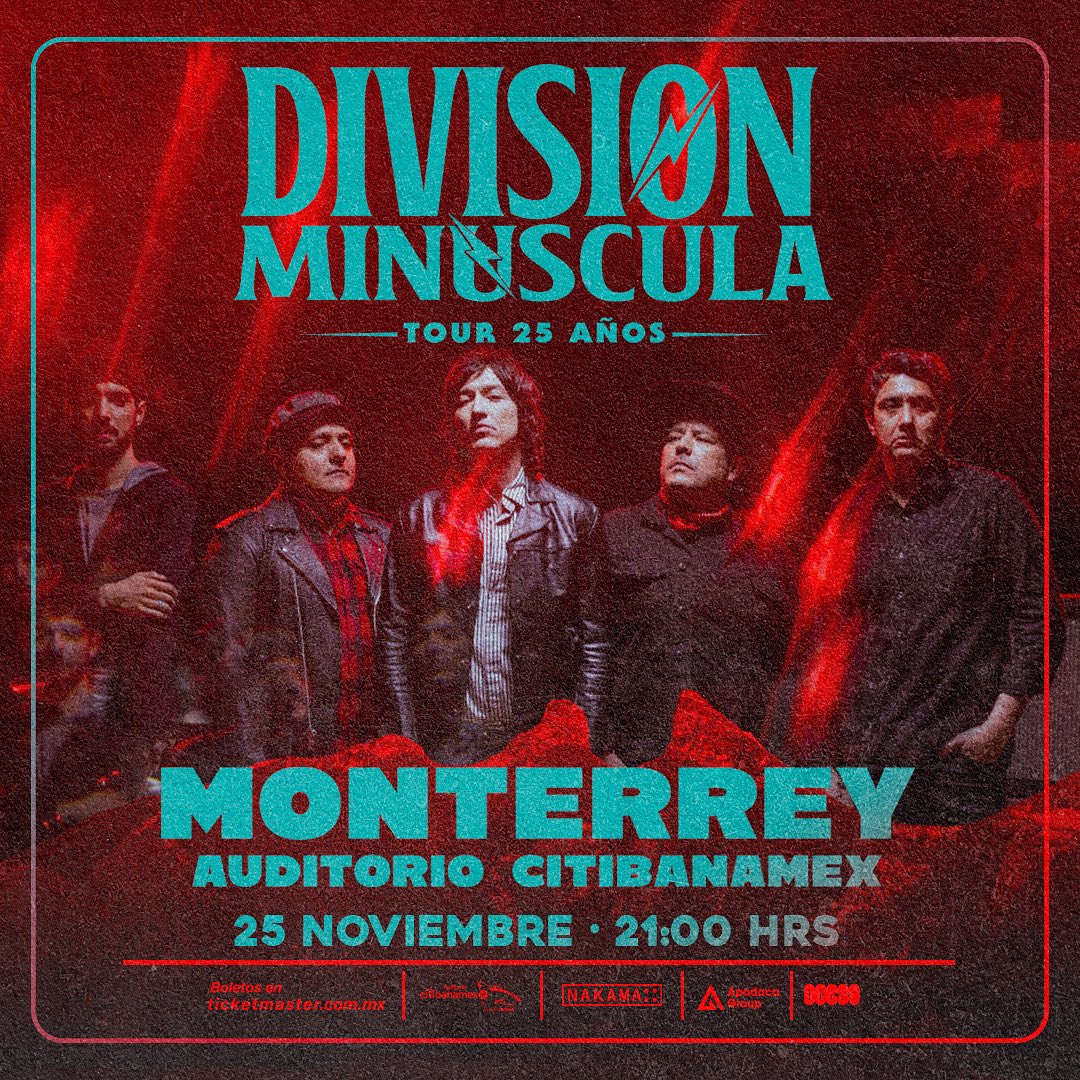 Monterrey, nos vemos este próximo 25 de noviembre en el Auditorio Citibanamex para celebrar los 25 años de #DivisionMinuscula 
Venta de boletos a partir de este viernes 1 de julio a las 11am por Ticketmaster #Division25
