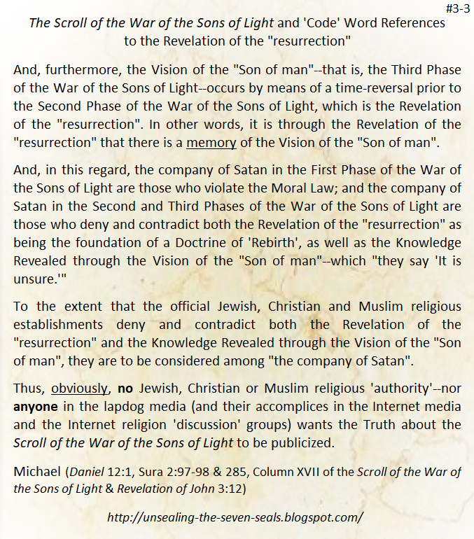 TheUnsealing's tweet photo. The Scroll of the War of the Sons of Light and 
'Code' Word References to the Revelation of the "resurrection"

War Scroll https://t.co/w9NpzuS0Rv
Website https://t.co/MitKQYY6nk 

#MoralLaw #RevelationOfTheResurrection #DoctrineOfRebirth #Jewish #Christian #Muslim #Theologians https://t.co/X8sIDydHdg