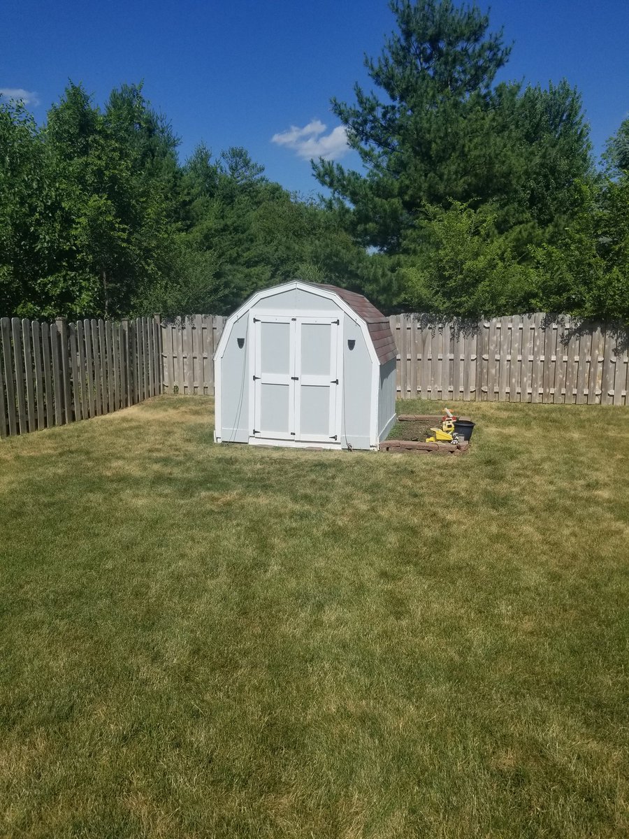 It is all done, trim painted, sealed, caulked, holes and cracks puttied & looks good as new. Better than I expected #SummerProject #SummerProgress #SexyShed