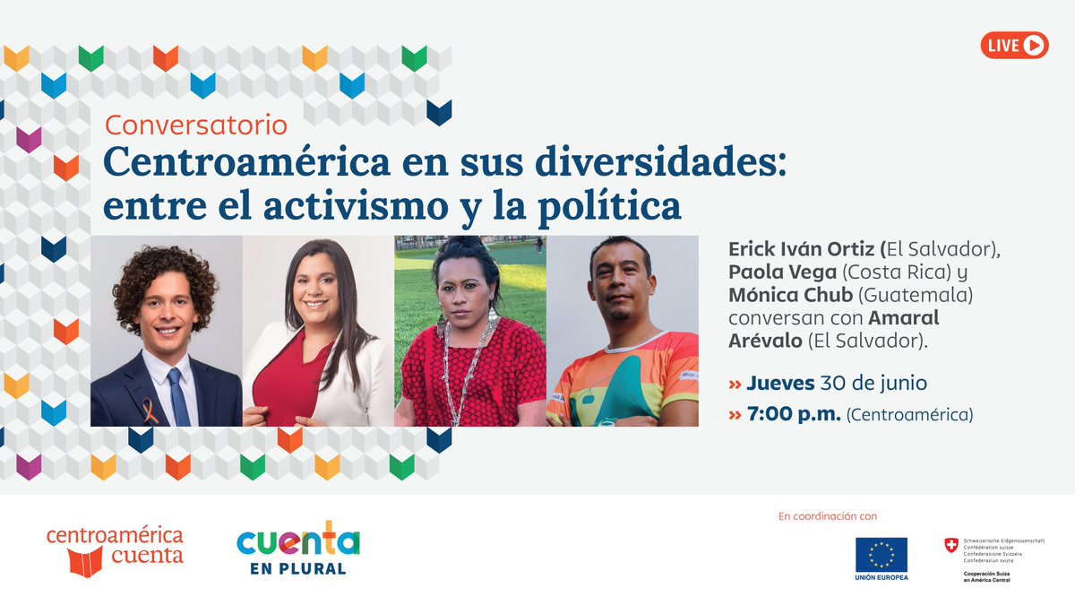 Erick Iván Ortiz (El Salvador), Paola Vega (Costa Rica) y Mónica Chub (Guatemala) conversarán con Amaral Arévalo (El Salvador) sobre el activismo y la política, en la búsqueda de la reivindicación del derecho a la diversidad en Centroamérica.
#Pride2022 #PrideMonth #SheLeadsHere