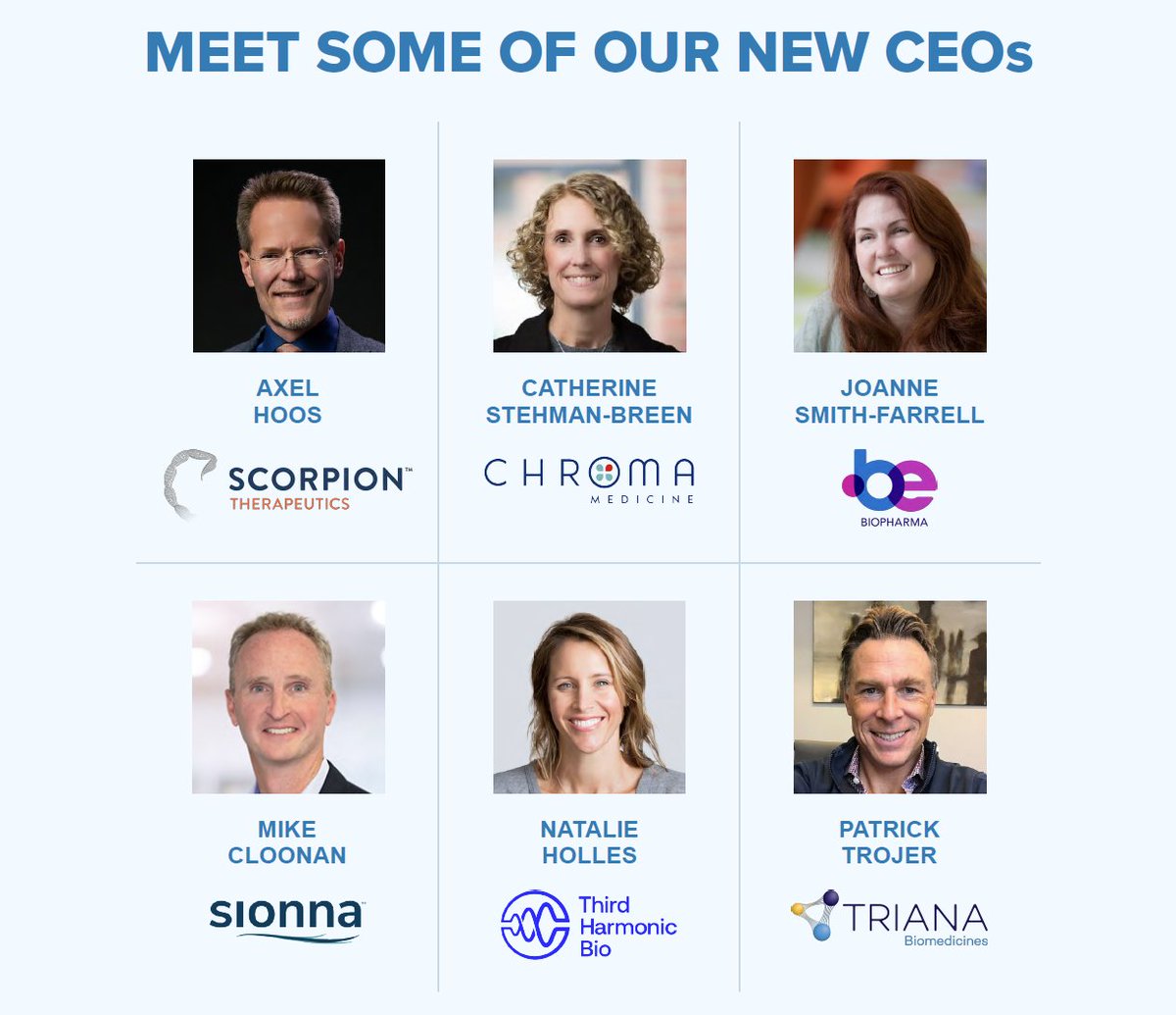 atlasventure's tweet photo. At Atlas, biotech venture creation is a team endeavor. We work with the best teams in the business. 

Meet some of our new CEOs and the most recent additions to our investment team, and check out our newsletter to learn how to get involved: https://t.co/bU8I8sDejn https://t.co/8ChgstoDmb