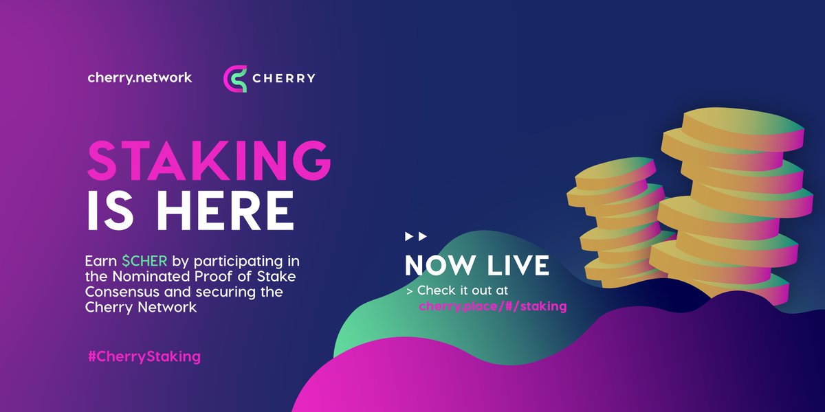 Cherry_Network's tweet photo. The Cherry Network Nominated Proof of Stake Consensus is now live. Validate, Nominate, and earn staking rewards on your $CHER. 

Check out our documentation to learn more: https://t.co/FF3ffKidqN https://t.co/1thJ7ZZsxG
