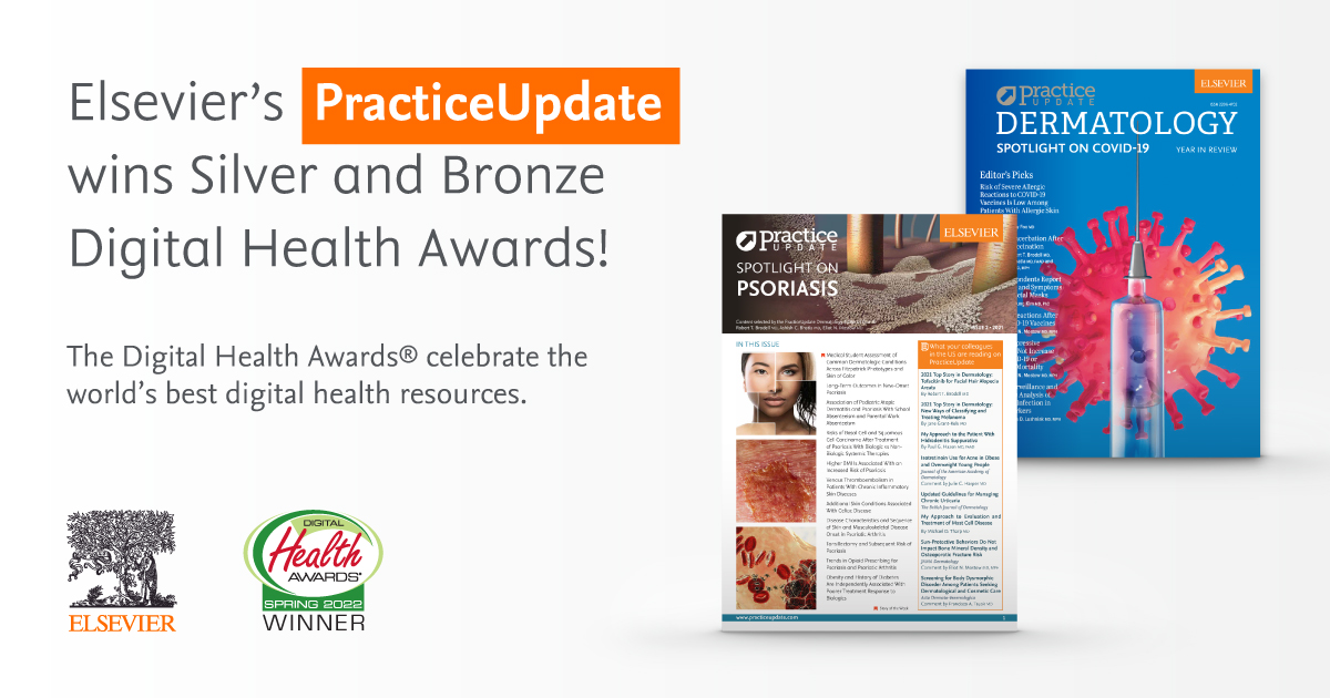 Elsevier’s PracticeUpdate newsletter wins Silver and Bronze from the Health Information Resource Center’s℠ (HIRC) Digital Health Awards® during its 24th annual spring session! #followcredibility #medicalinformation #healthcaremarketing #reachknowledge #evidencebasedcontent