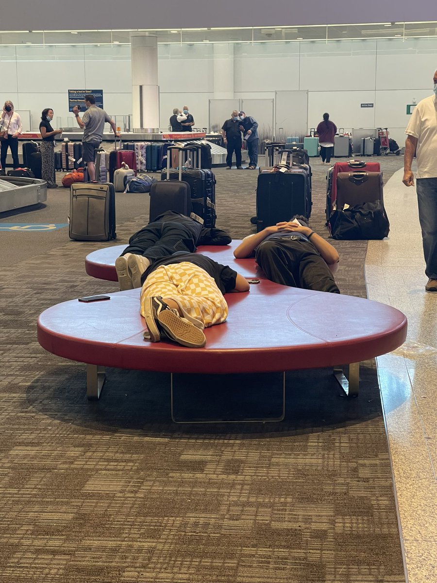 People sleeping at the airport. Lots of missed, cancelled, delayed flights.  And lost baggages here at Pearson airport