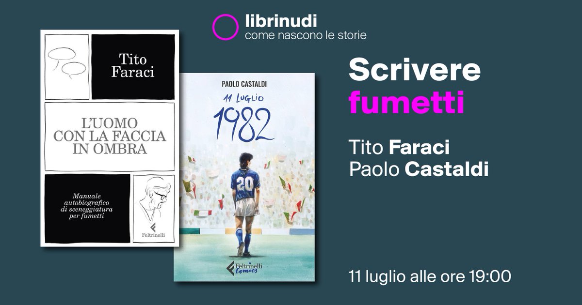 Lab_Formentini's tweet image. Che cosa significa scrivere #fumetti oggi?
Di questo ci parleranno Tito Faraci e Paolo Castaldi l'11 luglio alle 19, partendo dai loro ultimi libri "L’uomo con la faccia in ombra"  e "11 luglio 1982".
Prenotazioni all'indirizzo formentini@laboratorioformentini.it