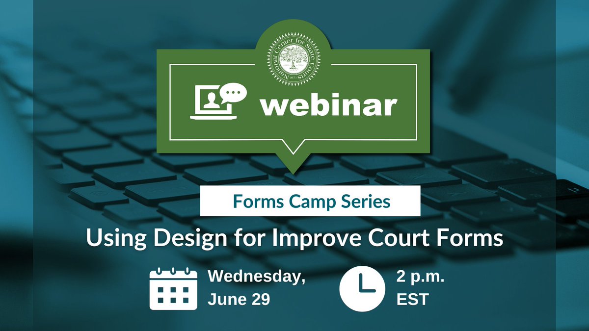 National Center for State Courts (@statecourts) on Twitter photo Our Forms Camp webinar series is starting soon. Register: bit.ly/3Qh9HZb.
Counselor <a href="/margarethagan/">Margaret Hagan</a> w/ <a href="/LegalDesignLab/">Legal Design Lab</a> at <a href="/StanfordLaw/">Stanford Law School</a> will show you how design impacts communication and understanding of court forms.
Let us know your insights by tweeting w/ #NCSCWebinar. Our Forms Camp webinar series is starting soon. Register: bit.ly/3Qh9HZb.
Counselor <a href="/margarethagan/">Margaret Hagan</a> w/ <a href="/LegalDesignLab/">Legal Design Lab</a> at <a href="/StanfordLaw/">Stanford Law School</a> will show you how design impacts communication and understanding of court forms.
Let us know your insights by tweeting w/ #NCSCWebinar.
