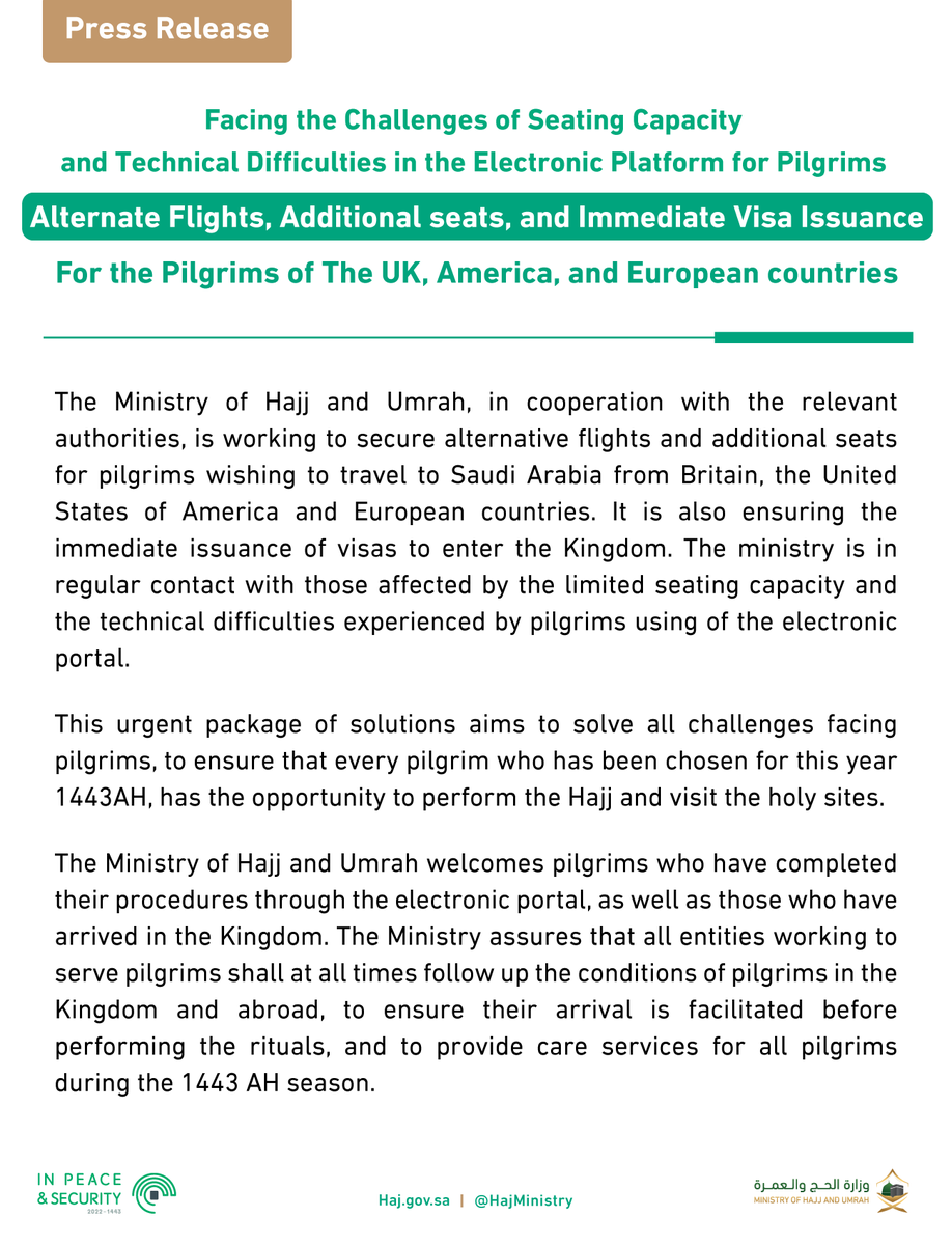 Ministry of Hajj and Umrah tweet media
