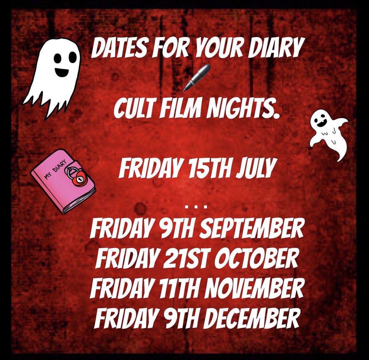 Diaries out… dates in!! 🤣 Join us for one of our Cult Nights… A double bill of #cultfilms Held at: The Old Waterworks North Road #Southend-on-Sea Essex SS0 7AB ​ Keep an eye out for details of our next #Film #DoubleBill