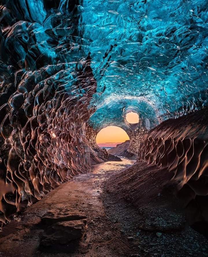 Cave beneath Vatnajokull glacier  Iceland