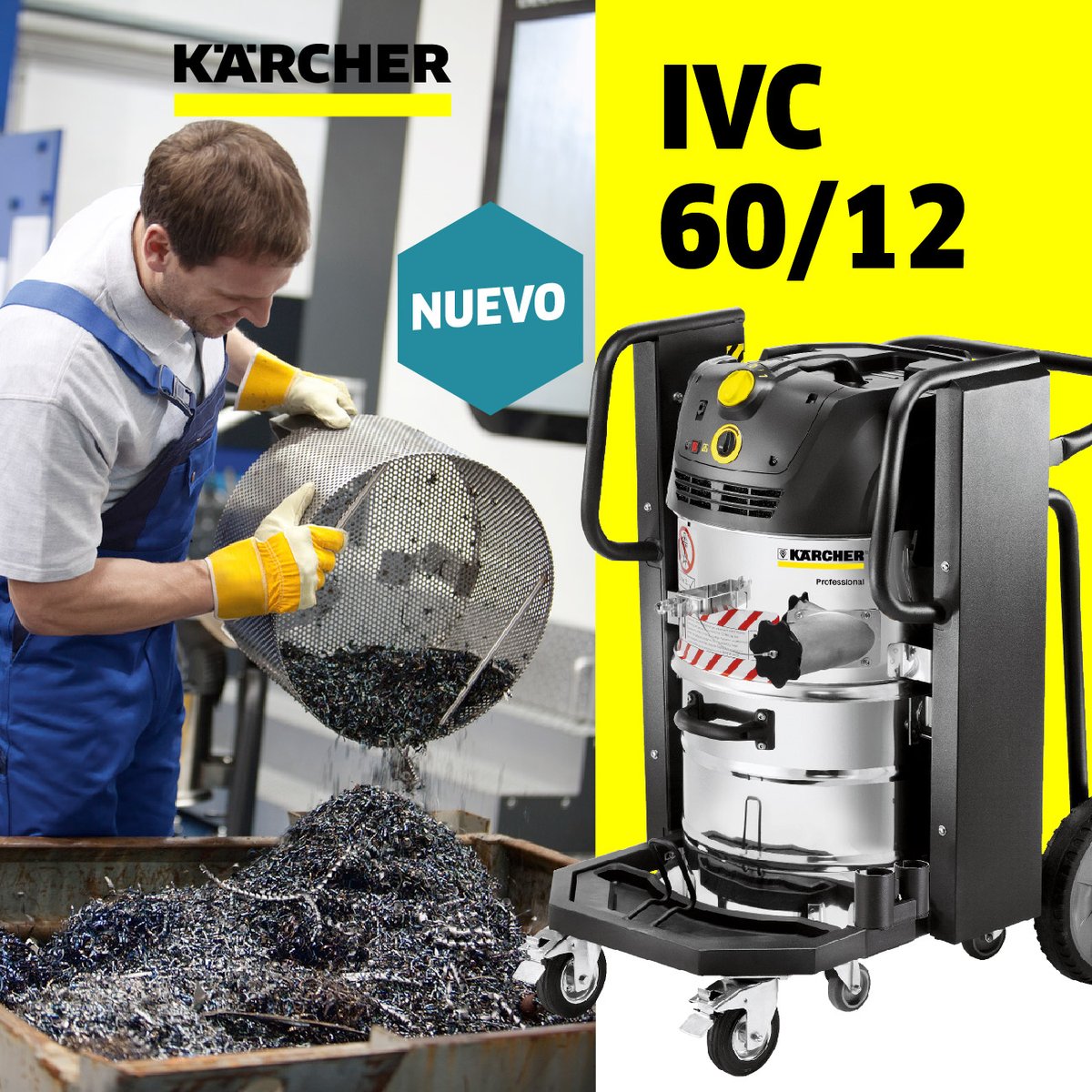 KarcherEcuador's tweet photo. En Kärcher podrás encontrar aspiradoras como la IVC 60/12 con filtros especiales y poderosos motores para materiales gruesos. Además cuenta con sistema de tierra para prevenir accidentes de estática. https://t.co/ErTNaGpFlK