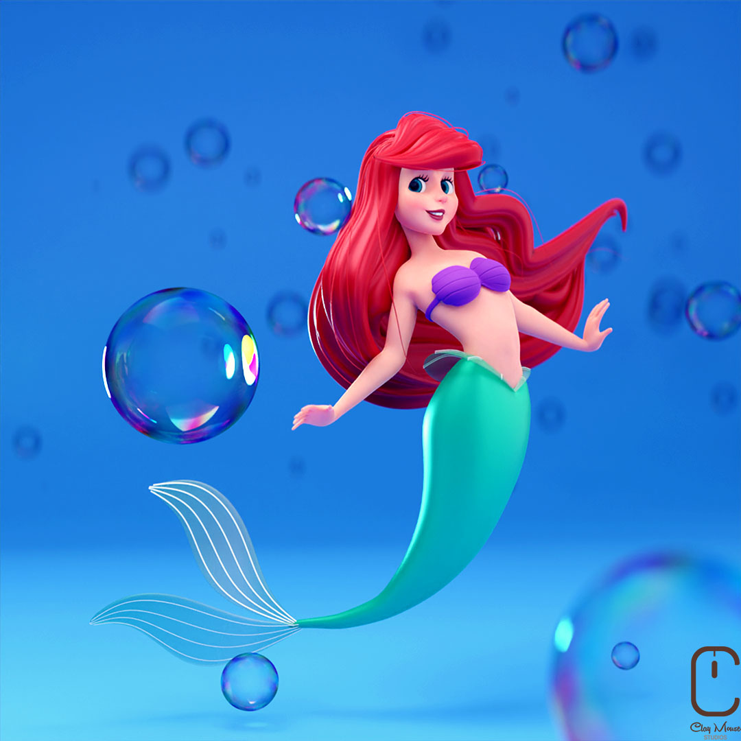 MouseClay's tweet photo. little mermaid made with #blender #b3d #art #disney https://t.co/niIG8mtOX3
