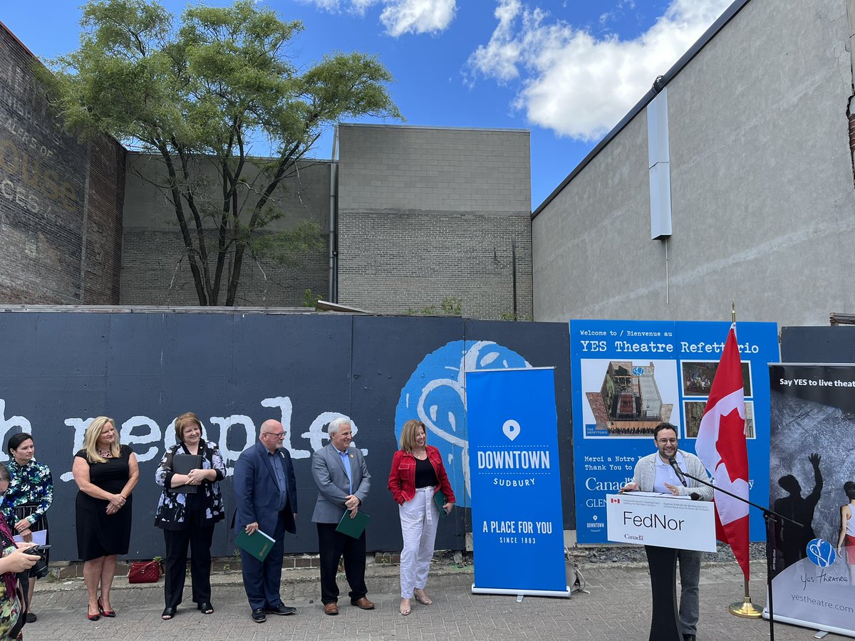 Great day for a great Announcement <a href="/YESTheatre/">YES Theatre</a> w <a href="/VivianeLapointe/">Viviane Lapointe</a> &amp; @MarcSerreMP &amp; <a href="/BiggerSudbury/">Brian Bigger</a> &amp; @SudburyDeb &amp; <a href="/ferncormier/">Fern Cormier</a>