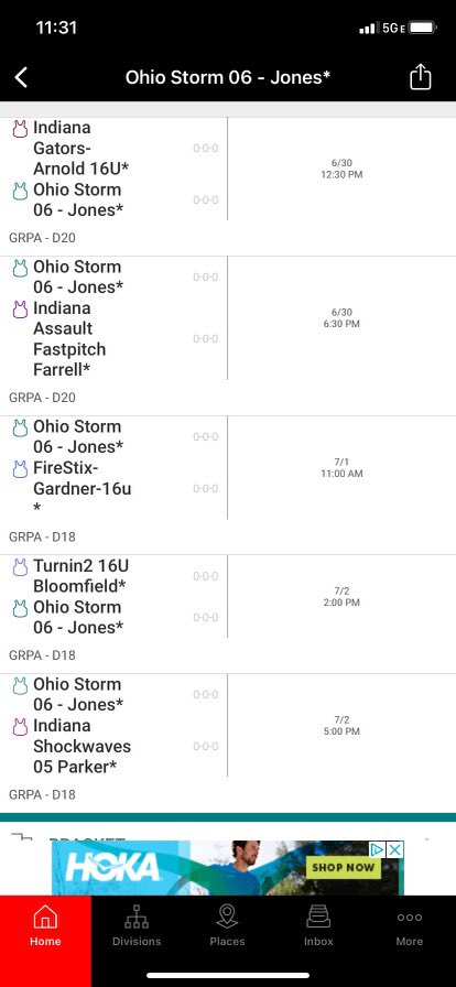 AlyviaLawrentz's tweet photo. Schedule for Midwest Firecracker in Indianapolis, Indiana. We are playing at Grand Park! @Vol_Softball @KentStSoftball @UKsoftball @OhioStateSB @WeAreSouth_SB @ToledoSoftball https://t.co/9LXaXtvJTM
