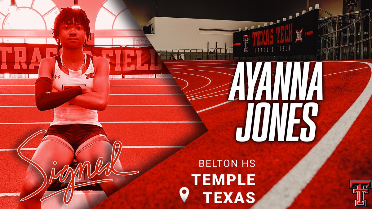 You already know what to do Red Raider nation, please welcome Ayanna, the state champion and national leader in the long jump to the family ‼️

LJ - 6.49m (21-3.5)
TJ - 12.73m (41-9)

#WreckEm | <a href="/ayannaajones/">Ayanna Jones</a>