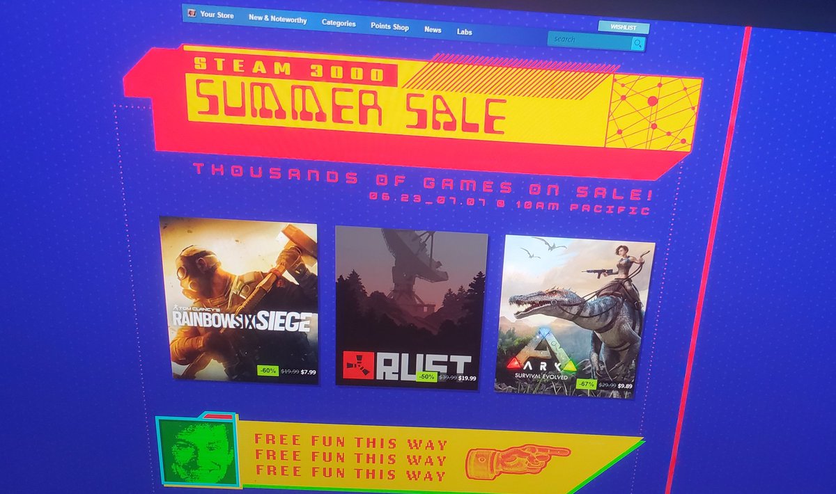 This Steam sale banner looks like a Bsod or ransomware attack. https://t.co/MYqtOhXBHN