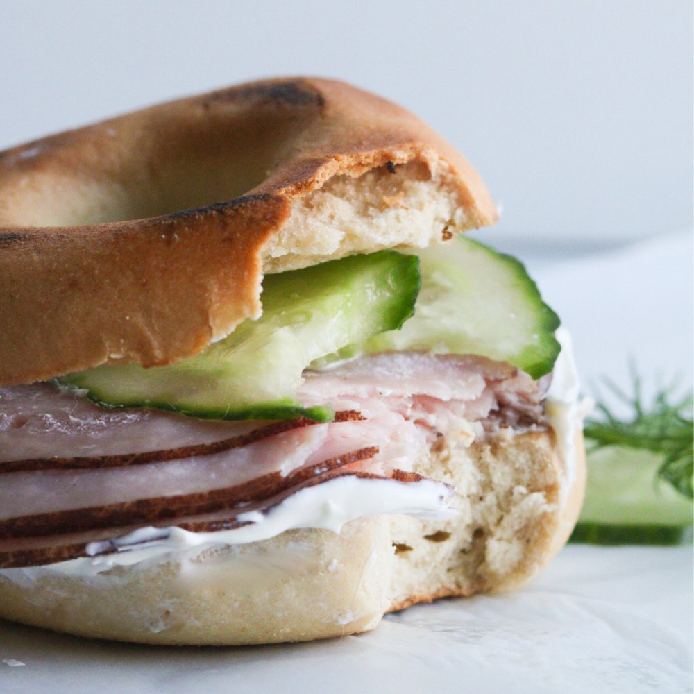 glutenfreebagel's tweet photo. Forrest Ham, cucumbers and cream cheese on a toasted The Greater Knead bagel is happening so come over, we'll wait 4 u,  just ring the bell, no, just come right in! #glutenfree #gfree #gfhacks #celiacdisease #celiac #gfhacks #gfbagels https://t.co/85qnHTcK5C