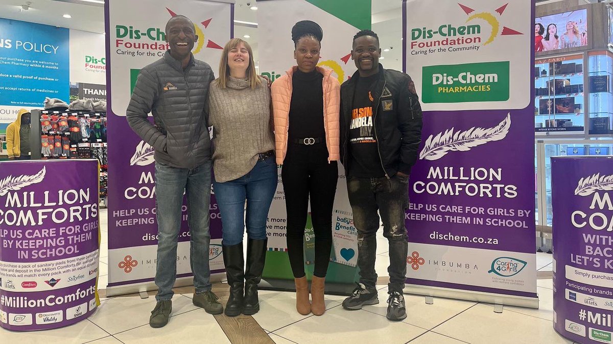 Caring4Girls's tweet photo. We have kickstarted the #MillionComforts Campaign for 2022. Head to your nearest @Dischem store, purchase as many packets of sanitary towels as you can and help us empower girl children. #Caring4Girls #KeepingTheGirlChildInSchool #DisChemFoundation #DisChemPharmacies https://t.co/DJZPA3C5II