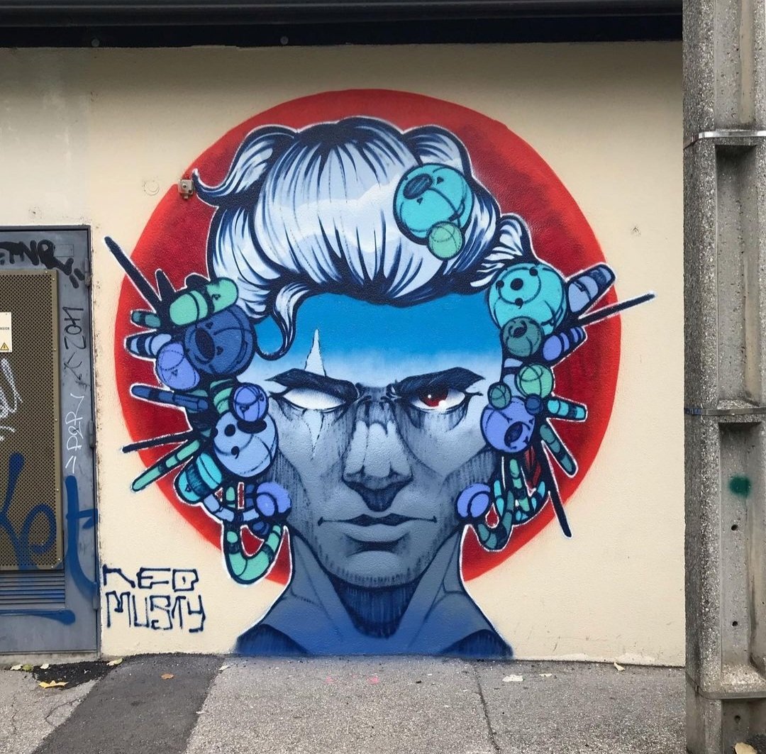 Art by French Neo Musty in Grenoble, France (2021) #neomusty #grenoblestreetart #streetart #lamolinastreetart 📷 via artist bit.ly/3aTMWKD