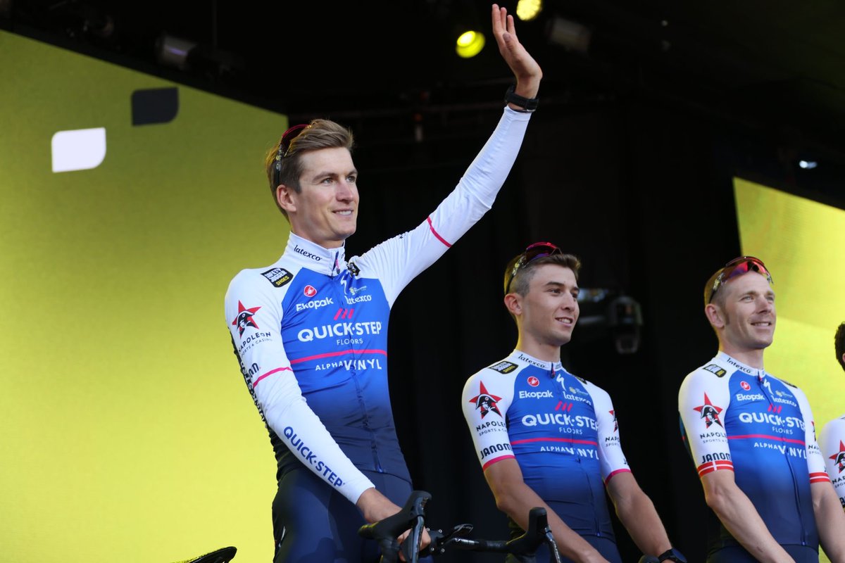 soudalquickstep's tweet photo. All smiles at the #TDF2022 team presentation 😁

Photo: @BeelWout https://t.co/1LDHgkOirj