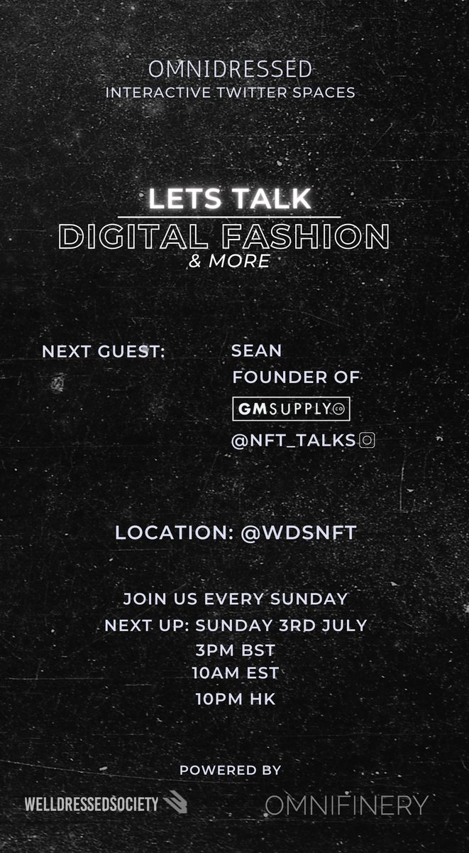 WDSNFT's tweet photo. Hey everyone, really excited to share that WDS in collaboration with Omnifiney are hosting a new weekly Twitter spaces. We will be welcoming some amazing guest speakers and would love for you to join in on the conversation! https://t.co/9B0BLDTSdX