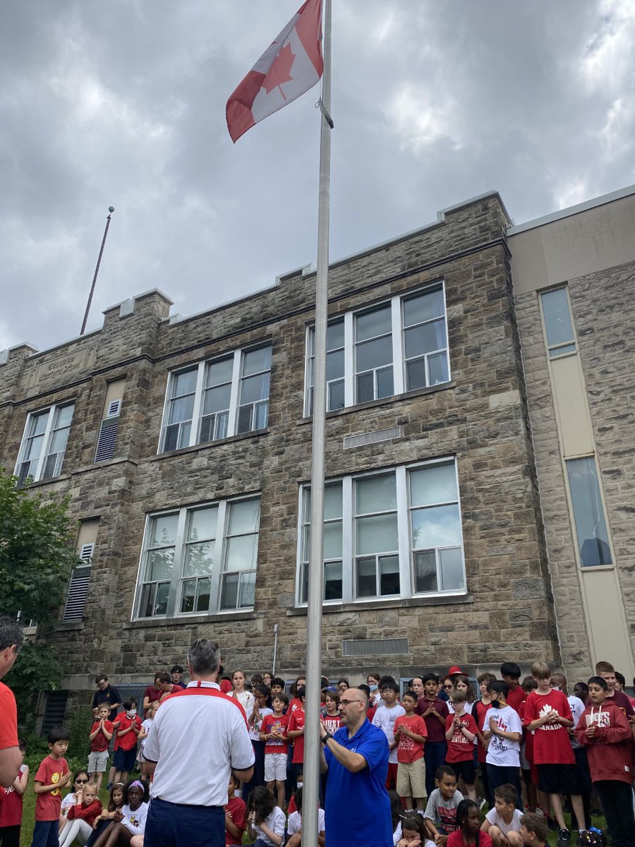 camaceschool's tweet photo. Celebrating Canada Day with a closing prayer liturgy and outside flag ceremony to end the school year. @HWCDSB #CanadaDay https://t.co/VaXOQVnVi2