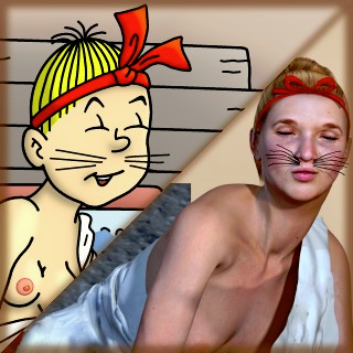 Nasty_Comics's tweet photo. Wiske – De stomende stoeipoes (juli) https://t.co/FMo1RMbtTP 

De geïmproviseerde staart was zo gevonden en ook het laken was niet zo’n probleem. Wat ze er onder droeg was echter wat te klein geworden maar dat detail wist ze eenvoudig te verhelpen. https://t.co/x26YdxcluH