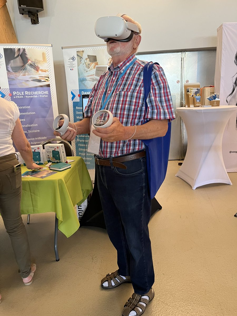 LanzerotiSandr1's tweet photo. Le GTP #réalitévirtuelle a pu présenter aux élus locaux des exemples d'usages de la VR. Des pistes de projet dans le TNE des Vosges se profilent pour répondre par le numérique aux problématiques du territoire et accompagner la transformation des pratiques enseignantes. https://t.co/D2wkf9amBz