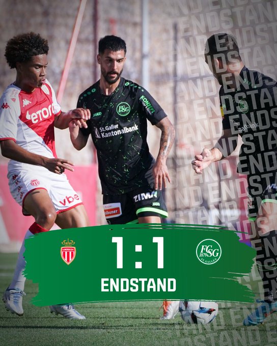 #ASMFCSG Endstand. Wir trennen uns in Monaco mit einem Unentschieden.
#FCSG #GrüewissImHerz