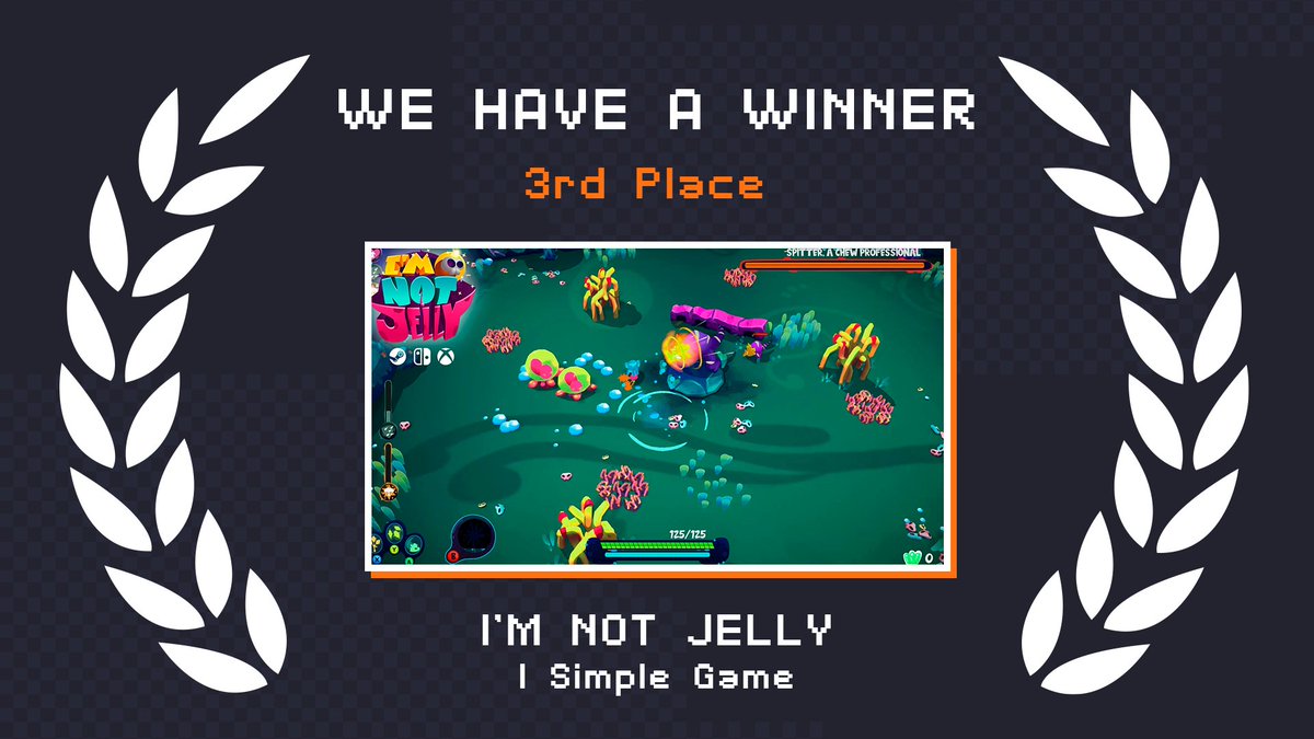 gamesweekberlin's tweet photo. #ImNotJelly is the 3rd place winner of this year's #DevBooster!
Congratulations to the team of @1SimpleGame
and their action-packed roguelike game!
Keep an eye on it and wishlist now on Steam:
https://t.co/lKcMDqa0p1 https://t.co/fNTGwj1uwG