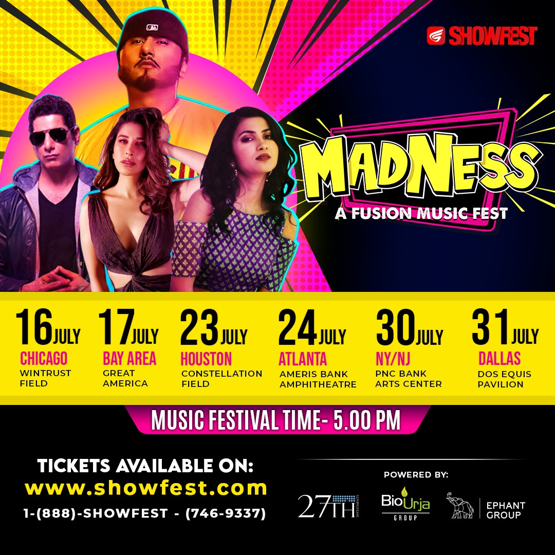 North America, are you ready to begin the party, with <a href="/asliyoyo/">Yo Yo Honey Singh</a> @DJAQEELFOREVER <a href="/Sophie_Choudry/">Sophie C</a> <a href="/VidyaVox/">Vidya</a>

#MADNESS is coming to town! Keep your dance moves ready!

Book your tickets now: ShowFest.com

For further assistance, contact  1-(888)-SHOWFEST- (746-9337)