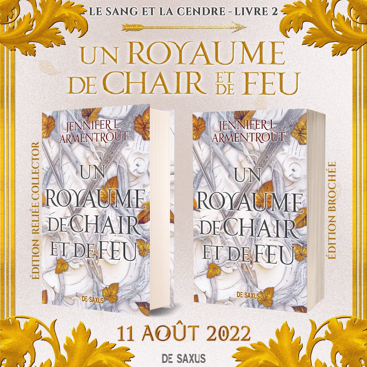 [ANNONCE] “Un Royaume de chair et de feu”, la suite du phénomène ”Le Sang et la cendre”, sera disponible le 11 août 2022 chez De Saxus ! 🩸⚔️

Plus d’infos 👇🏼
instagram.com/p/CfZkiNwqole/