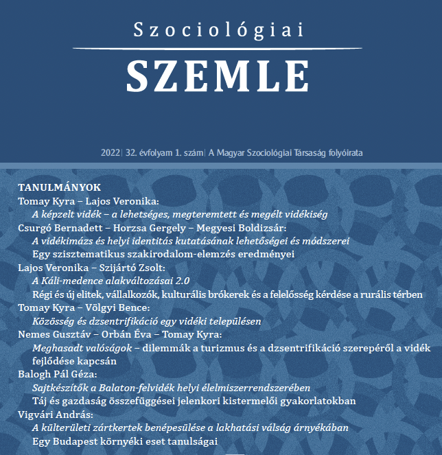 SSzemle's tweet photo. Megjelent a Szociológiai Szemle 2022/1-es száma Tomay Kyra és Lajos Veronika vendégszerkesztésében a vidékiségről, a vidéki térbe történő elvágyódásról.
https://t.co/fIRUtJon8o
#vidék #turizmus #mobilitás #balaton #migráció https://t.co/h367Wh9Ngf