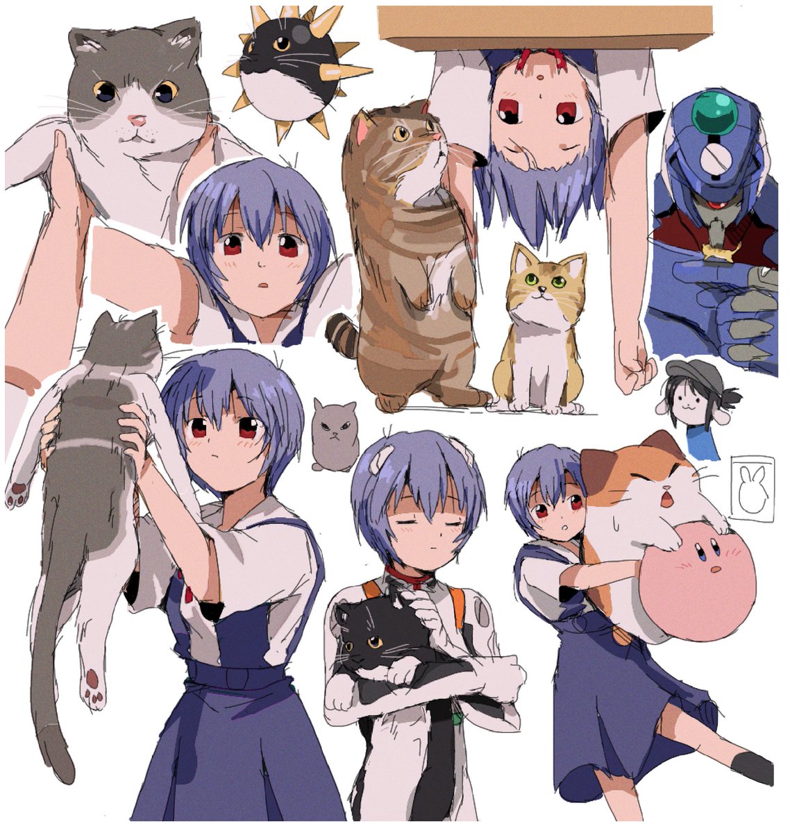Bendedede's tweet photo. Rei and cats https://t.co/7VEWfpvt32