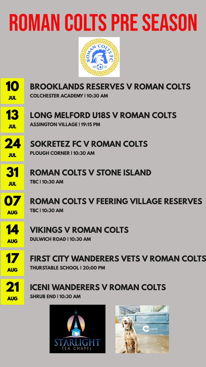 RomanColtsFC's tweet image. Pre Season finalised 👊🏻 The lads can’t wait to get going again ⚽️⚔️🛡