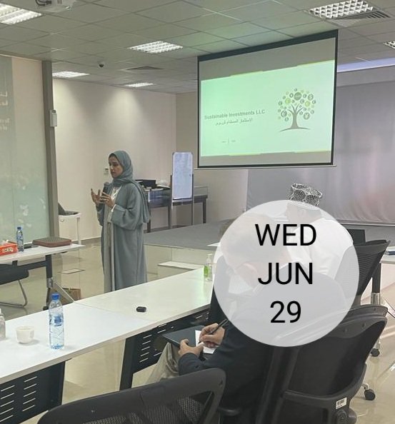 كجزء من مهمتنا لنشر الوعي حول أهمية الاستدامة والحوكمة البيئية والاجتماعية وحوكمة الشركات ، قدمت <a href="/RehabLawati/">رحاب بنت فائق اللواتية</a> عرضا عن أهمية دمج مبادئ ESG في الشركات لبعض رواد الأعمال.

#الاستدامة #الاستثمار_المستدام
#ESG