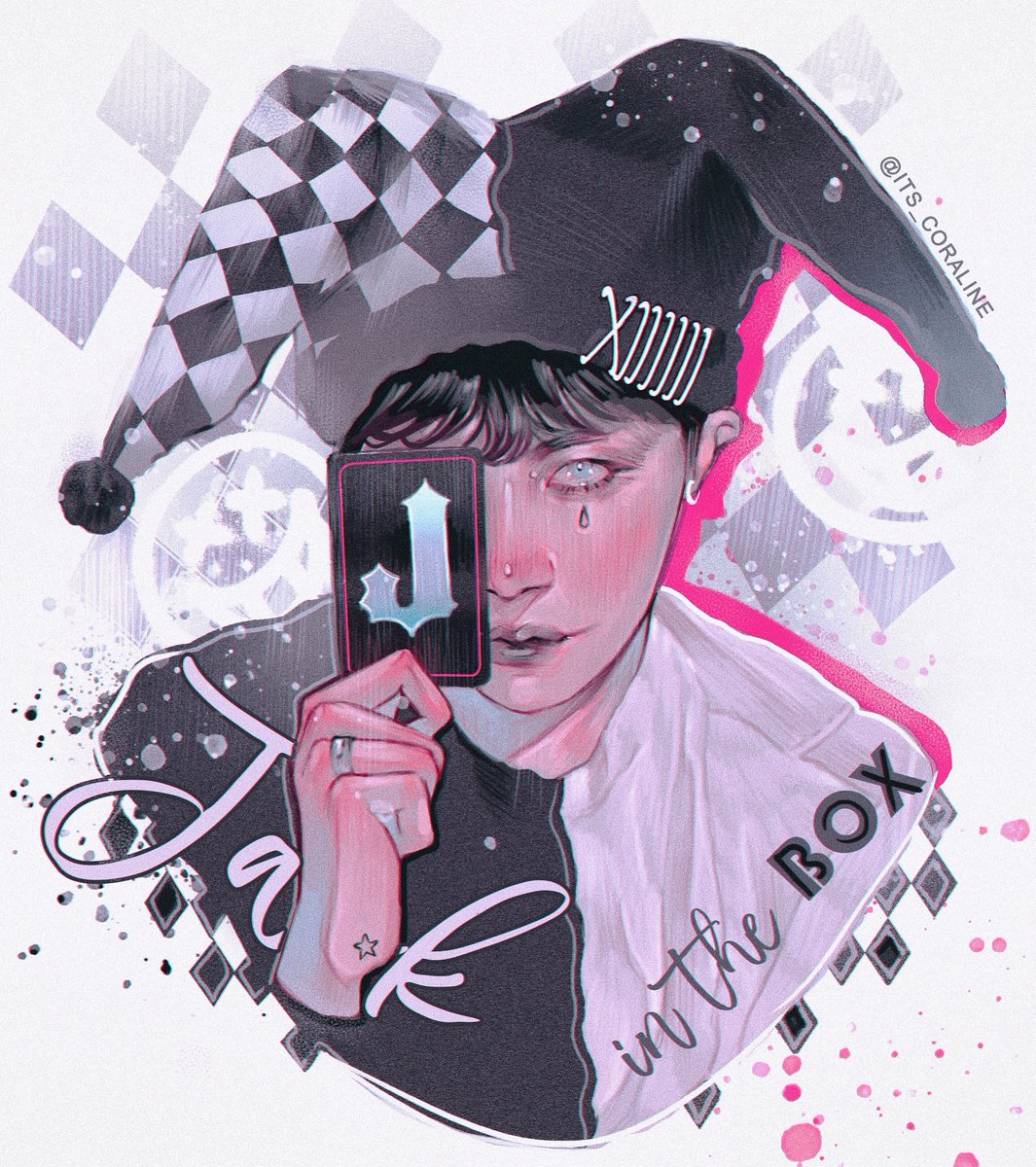 solo 1boy male focus hat black hair jester cap jewelry  illustration images