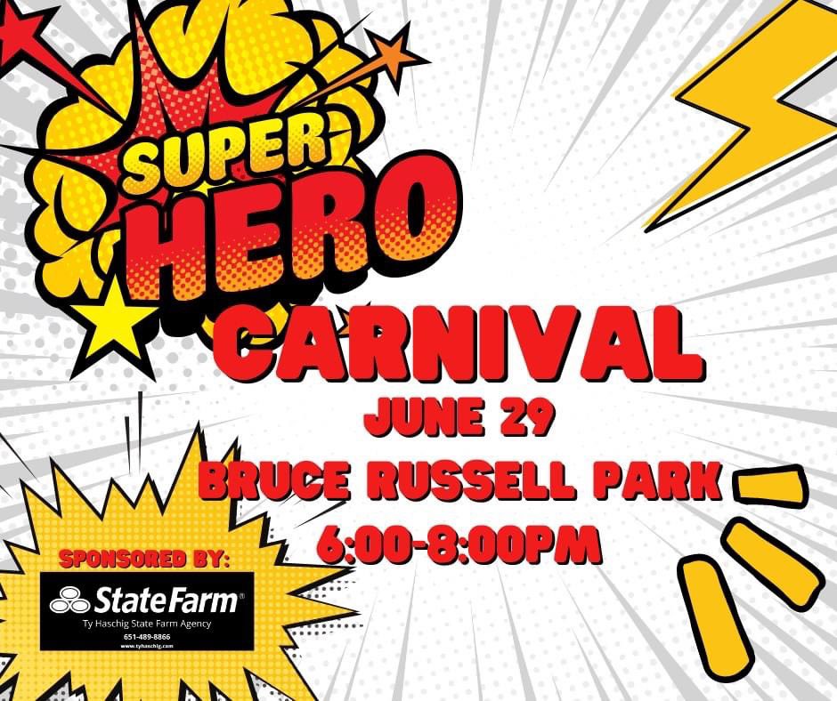 RosevilleParks's tweet image. Join us tonight at the Superhero Carnival! Come dressed in your best superhero attire and show us your super skills! This FREE supersized Discover Your Parks will take place at Bruce Russell Park (1175 Roselawn Avenue West) from 6:00-8:00pm.

Sponsor: Ty Haschig State Farm Agency