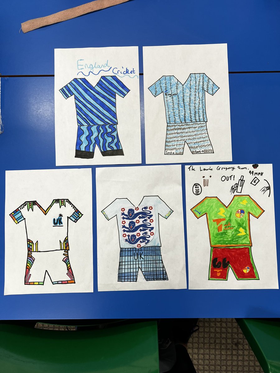 When rain stopped play Kingsmoor Primary School got creative designing their own cricket kit @SomCricketFDN @Chance2Shine #NationalCricketWeek