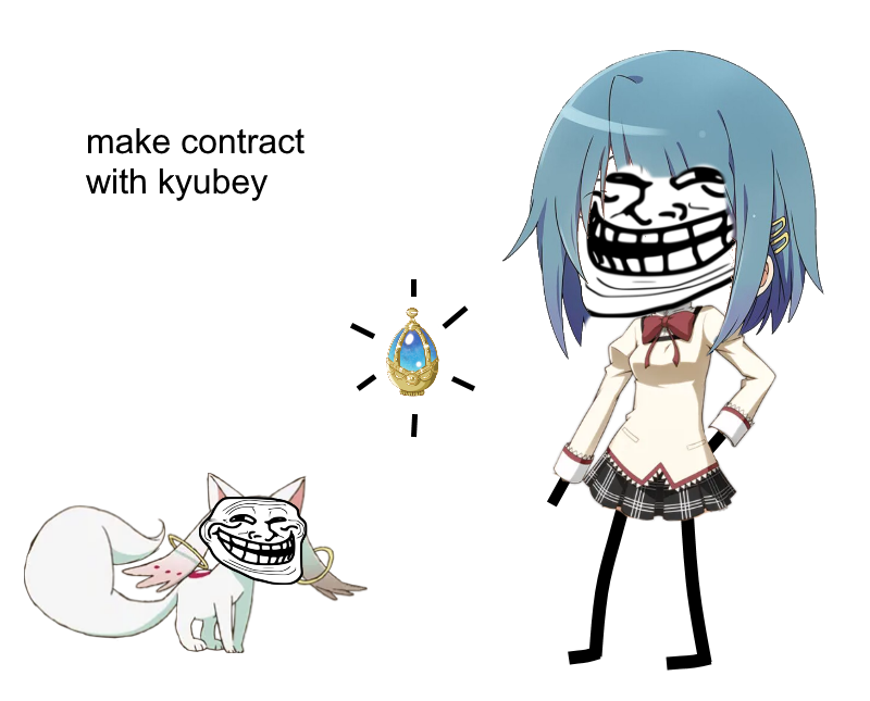 ChelleDoggo's tweet photo. meguca troll logic 😎👍

#pmmm #puellamagimadokamagica #MadokaMagica #madoka_magica #meme #trolllogic #trollface #ragecomic https://t.co/dt6AKQQlbl