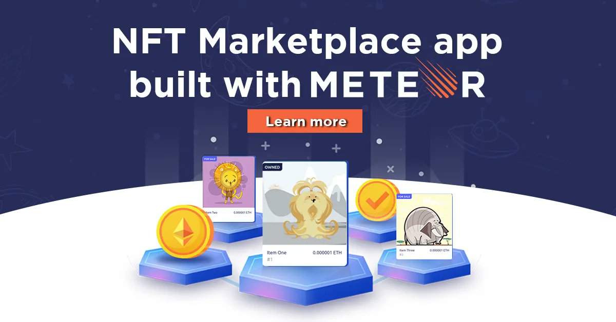 meteorjs's tweet photo. It is finally here! An NFT marketplace app built with Meteor. 🛒☄️

This app is for demonstration purposes only and is based on @dabit3 tutorial about creating an #NFT marketplace. 

Link here: https://t.co/Cd2EXnkGQ3

#meteorjs #javascript #nodejs https://t.co/bOPEdmuXxj