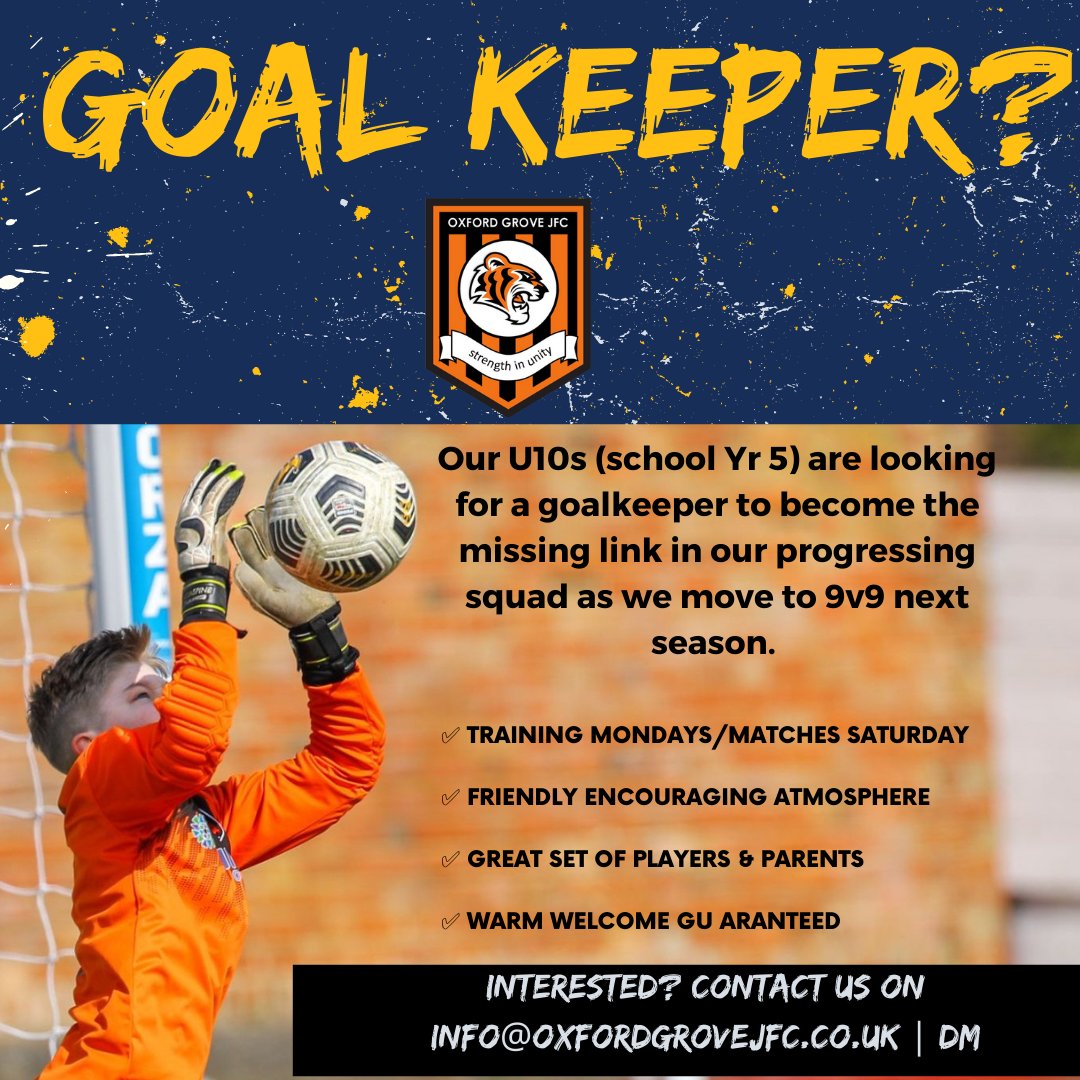 OxfordGrovejfc's tweet photo. Calling all year 5 goalkeepers, come and play with Oxford Grove JFC

https://t.co/5zljX6wi3L

#weareoxfordgrovejfc #grassrootsfootbal #football

@OfficialBBDFL @LancashireFA https://t.co/05DWvkC2vC