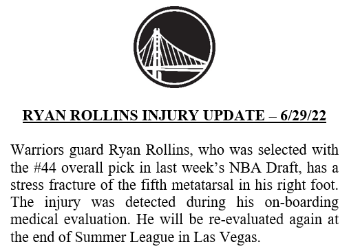 [情報] Ryan Rollins 應力性骨折...