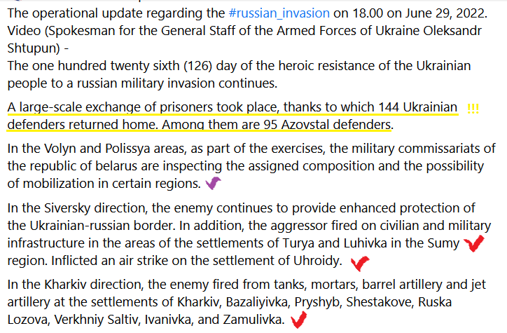 HeliosRunner's tweet photo. 14/ Gen Staff last report of the day - no Major changes on the front line in #Ukraine
Ru are constantly shelling the #Sumy  area and are still involved in direct hit near the cities of #Turya and #Luhivka (as said recently: only to pin down Ukr forces)
#UkraineMap #CarteUkraine https://t.co/sHN1EOqV7s